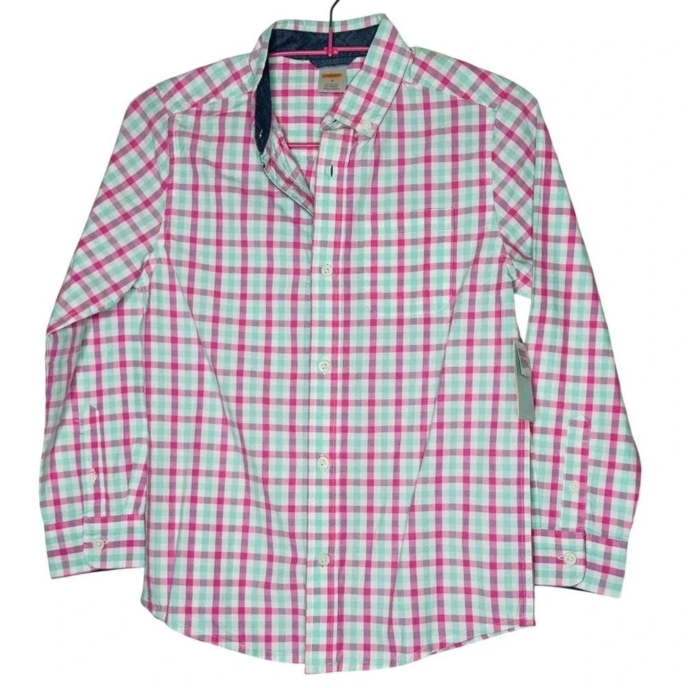 Gymboree Boys Sz 8‎ Button Down Shirt Plaid Spring Easter Preppy Pastel NWT